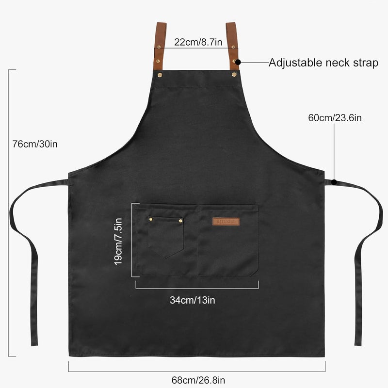 DILLMAN Art Aprons for Men Women Painting Pottery Baking, H Back Straps Waterdrop Kitchen Chef Cooking Apron with Pockets - Image 3
